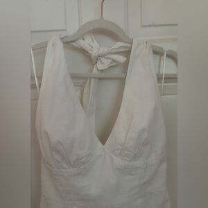 White Strapless Dress with Front Slit